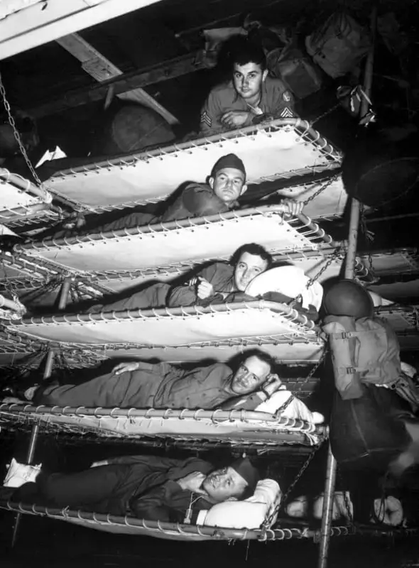 Troop ship bunk setup